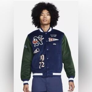 Nike Navy and Green Varsity Jacket